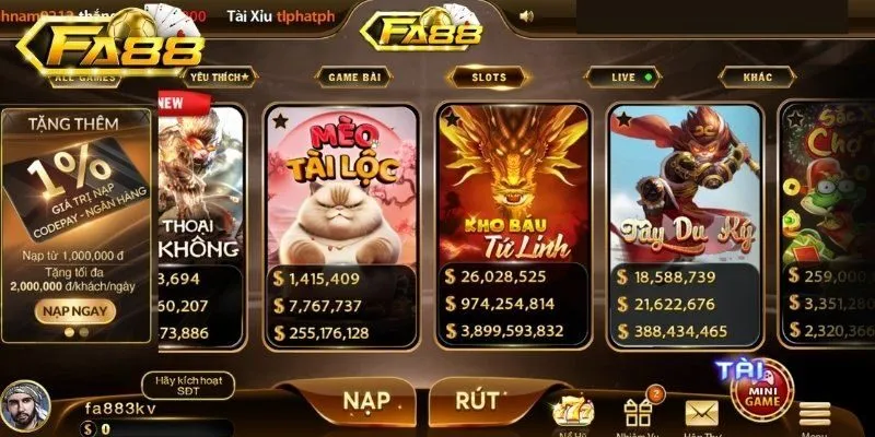 Khám phá top game hot tại chuyên mục nổ hũ FA88