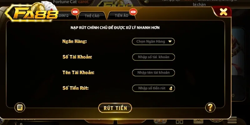 FAQs - Giải đáp thắc mắc về thao tác rút tiền FA88